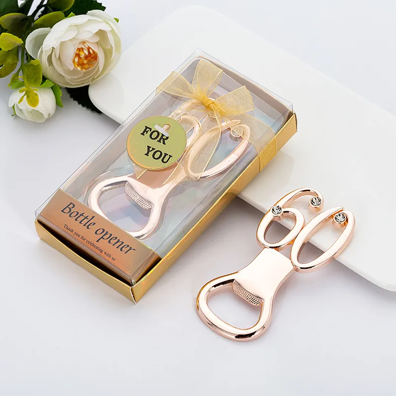 Ywbeyond Gold 60th Birthday Party Favors and Souvenirs for Father Digital 60 with Diamond Beer Bottle Opener