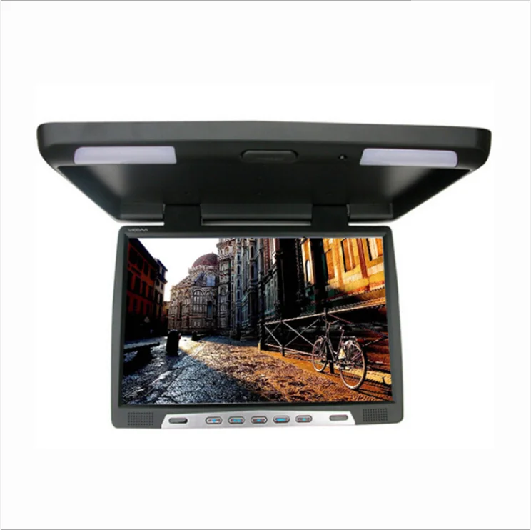 Hot sale 17 inch TFT LCD flip down monitor headrest monitor roof for player TV tuner