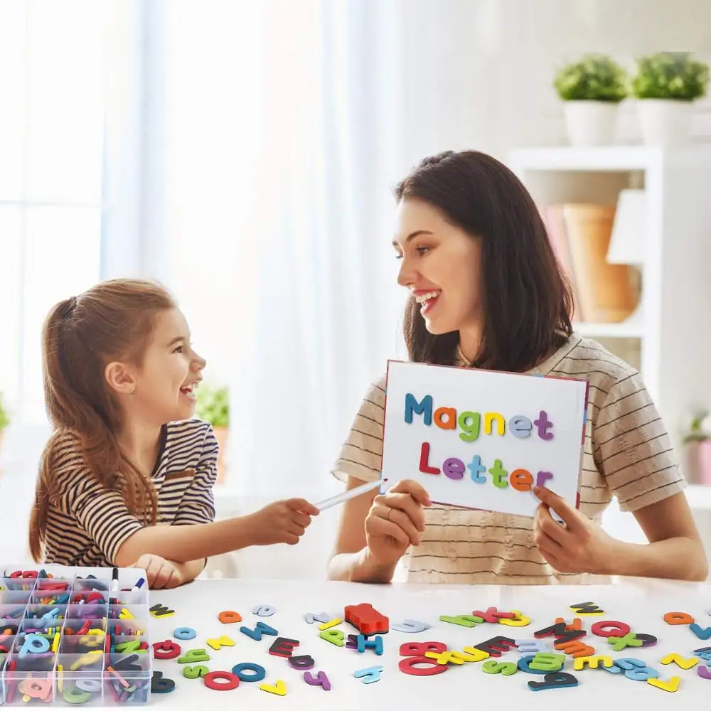 Magnetic Alphabet Letters Kit with Double-Side Magnet Board Foam Alphabet Letters for Preschool Kids Toddler