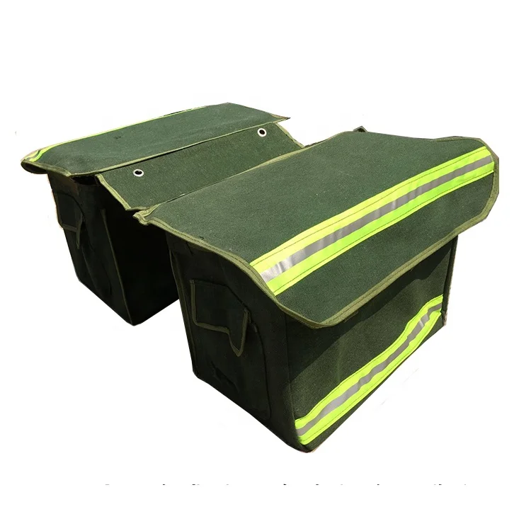 Large capacity thickened canvas motorcycle luggage saddle bag