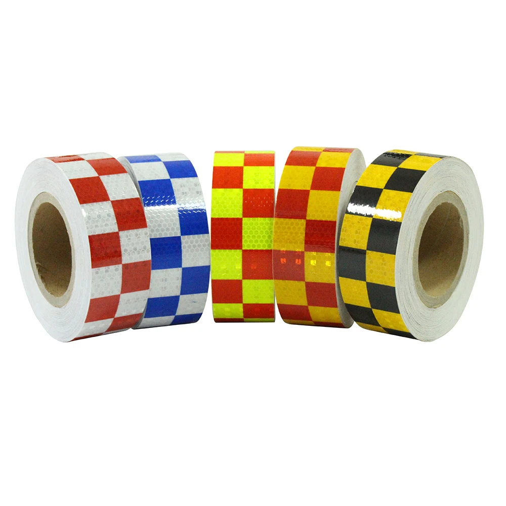 Screen Print Red/White Rear Vehicles Checker Reflective Sticker Hi-Vis Conspicuity Marking Infrared Checkered Reflecting Tape
