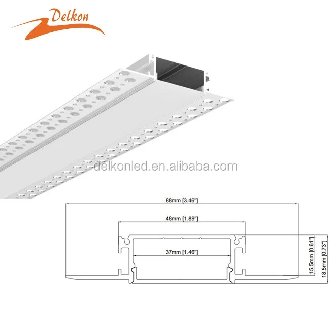 Super Wide 98*18.5mm Aluminium LED Channel Drywall  Plaster-in Recessed LED Profile for 47mm Width LED Strip