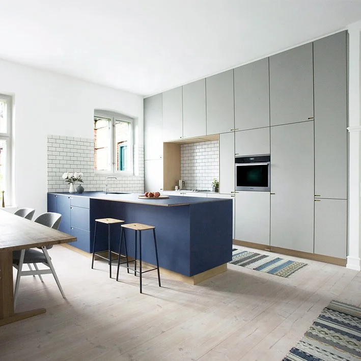 Blue Laminate Kitchen Cabinets Fireproof Storage Cabinet Craigslist Modern Graphic Design Flat Edge Eased Edge Particleboard