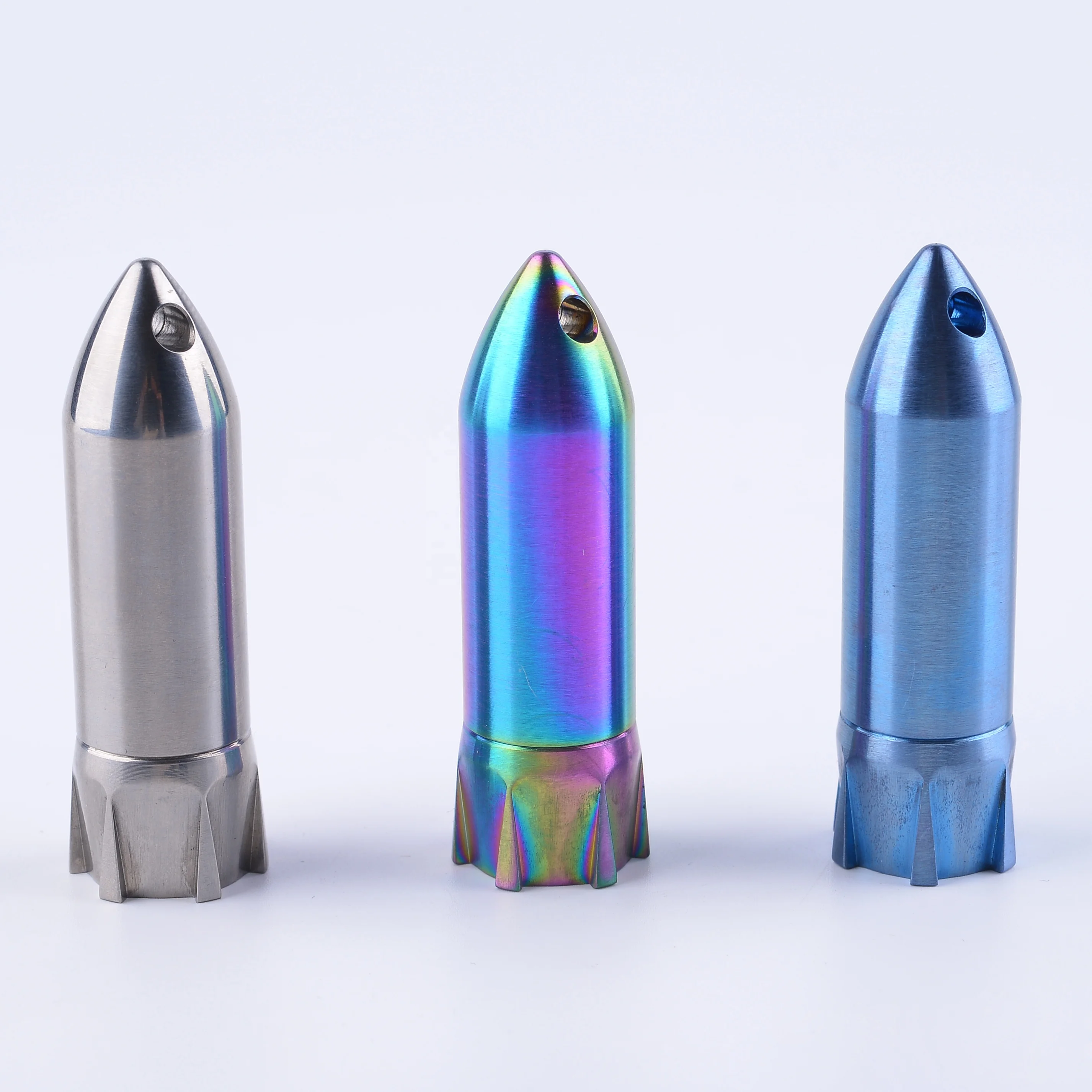 Rocket shape titanium alloy waterproof pill bottle tube pendant accessories pill case necklace