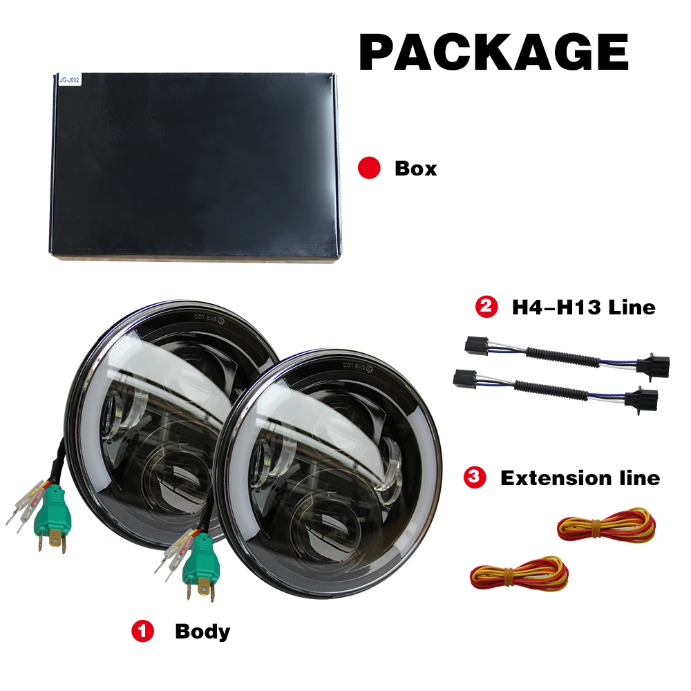 Auto LED Lights Dual Color Halo Ring Angel Eye 12V 24V Car and Truck Round Auto DRL 7 Inch Led Headlight