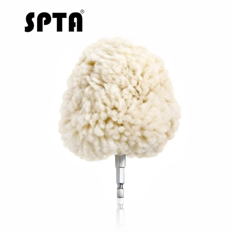 Полировальная Подушка SPTA из натуральной шерсти, 4 дюйма (100 мм), с шариковым напылением, с шестигранным хвостовиком, для электродрели/ударного привода, для высокоскоростного полировального станка