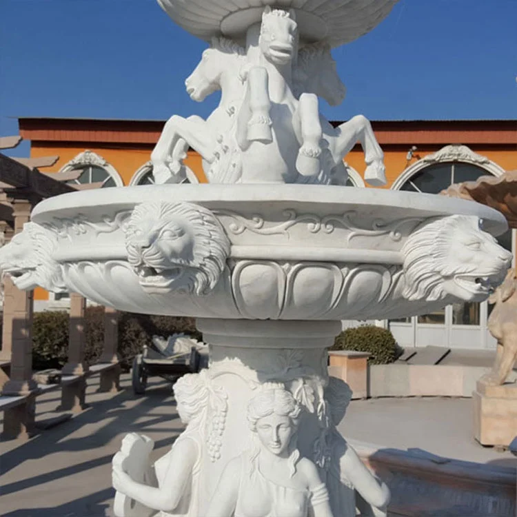 Натуральный белый уличный домашний садовый декор мраморный водяной фонтан для продажи