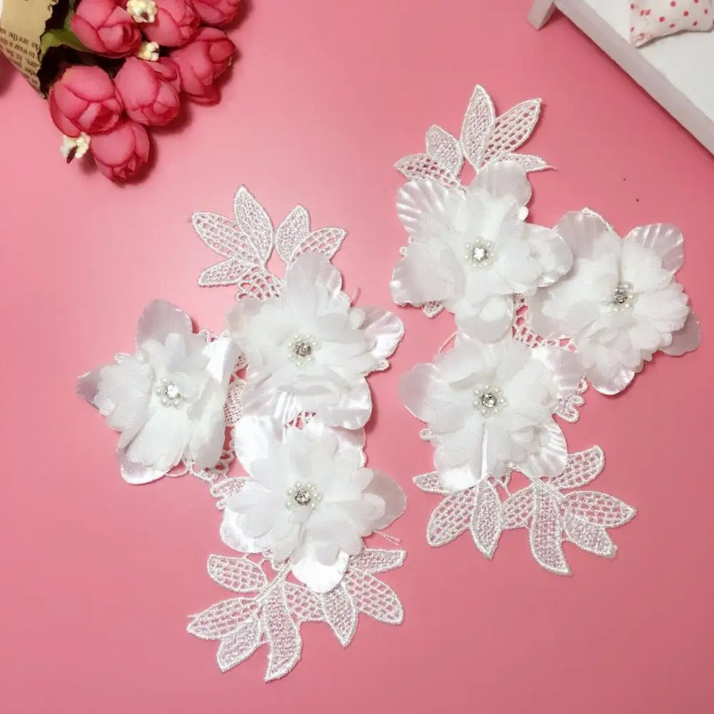 1 Pair Luxury Lace Appliques Flowers Embroidered Wedding Supplies Bridal Veil