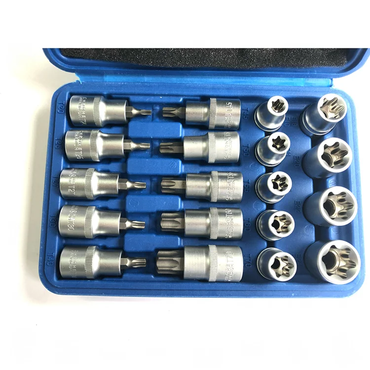19pc  1/2  torx Socket Bit Set Customized Cr-v Mechanic Tool Box Torx Screwdriver Bit Socket Kit Set