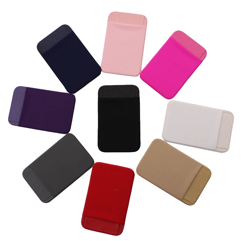 Cellphone Elastic Solid Adhesive Sticker Fashion Leather Phone Card Holder Cell phone Pocket Wallet Case
