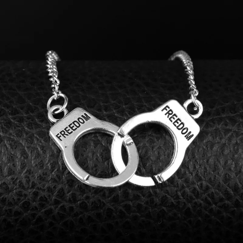 Custom public security police jewelry real solid 925 Sterling Silver handcuff charms couple bracelet and necklace