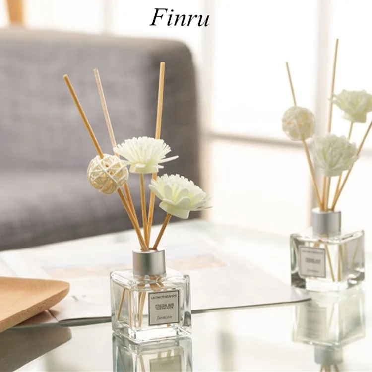 Glass Bottle With Rattan Sticks Fragrance Flower Decor Scented Ceramic Reed Diffuser