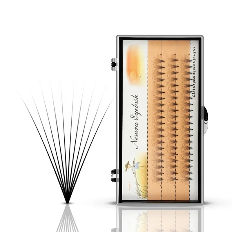 
Super Soft Custom Private Label Korean PBT Silk Synthetic Premade 10D 20D Russian Volume Fans Lash Eyelash Extension 