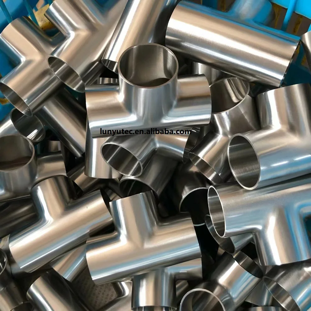 Stainless Steel Sanitary Butt Weld Tee Fittings For Food Industry 3A DIN SMS ISO