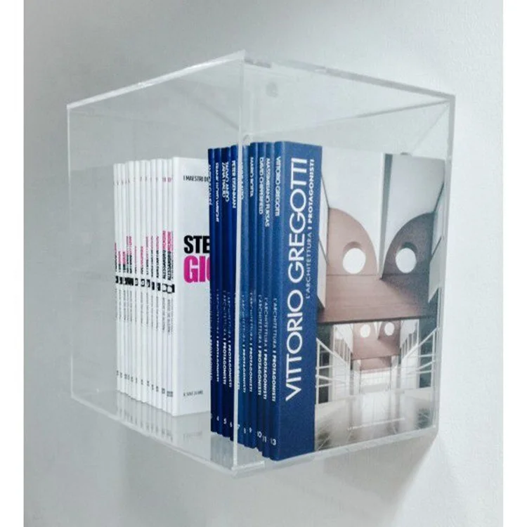 Hot sale clear acrylic wall mounted display cube shelf for wholesale