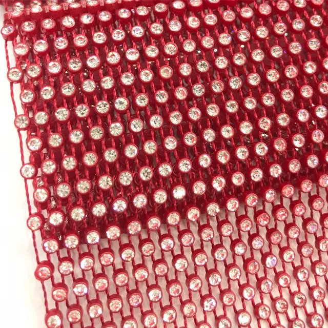 S069 plastic crystal trimming rhinestone plastic trimming rhinestone mesh fabric for dress