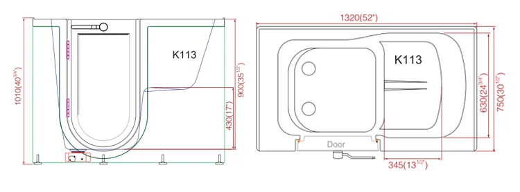 
Zink K113 CUPC Old People Walk-In Bathtub With Door Shower Elderly 