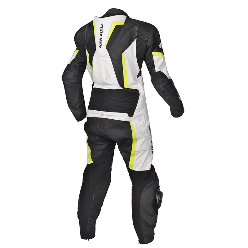 DUHAN KERAKOLL One-piece Motorcycle Racing Suit Genuine Leather Cowhide Motocross Jacket Pants with Protectors Knee Sliders