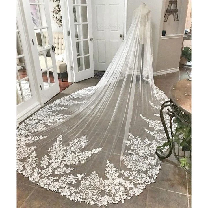 
Cathedral Long Lace Wedding Bridal Veil 