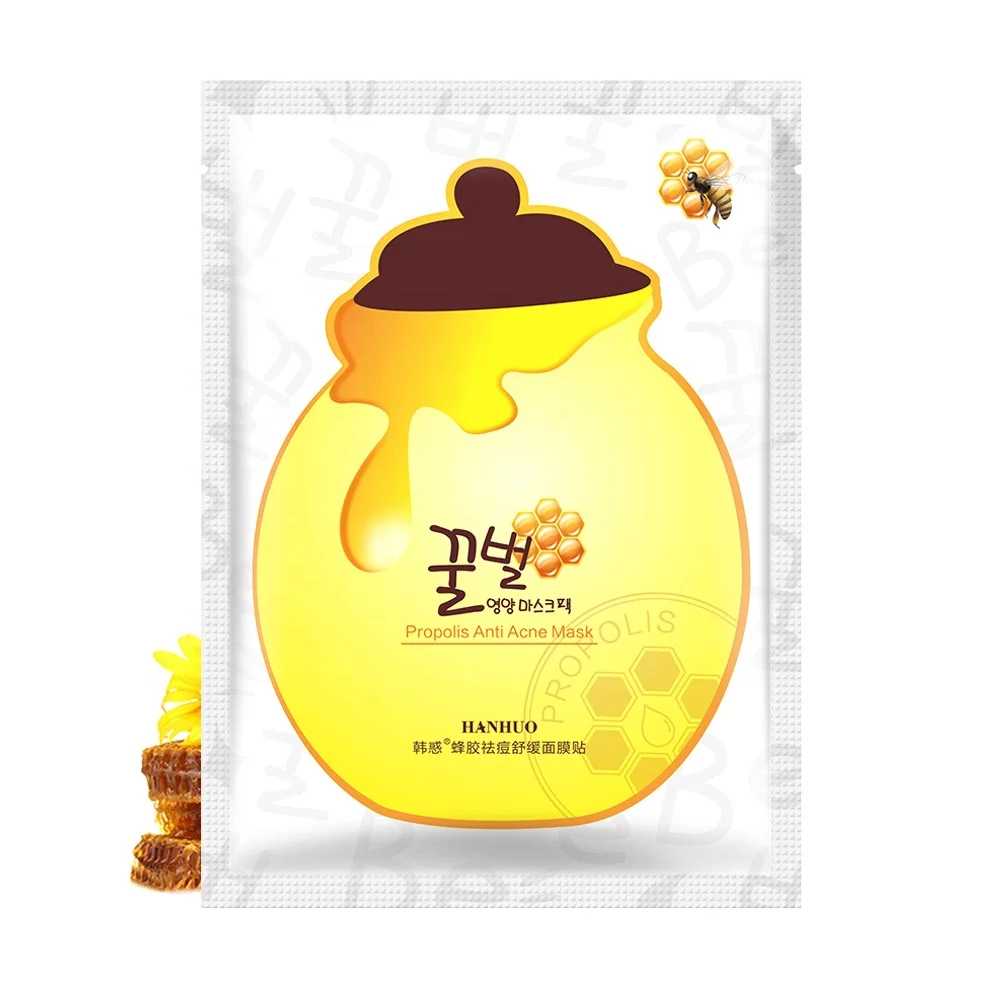 Wholesale Natural Organic HA Pure Honey Propolis Moisturizing Facial Mask Sheet Honey Face Mask Black Bamboo Charcoal Mask
