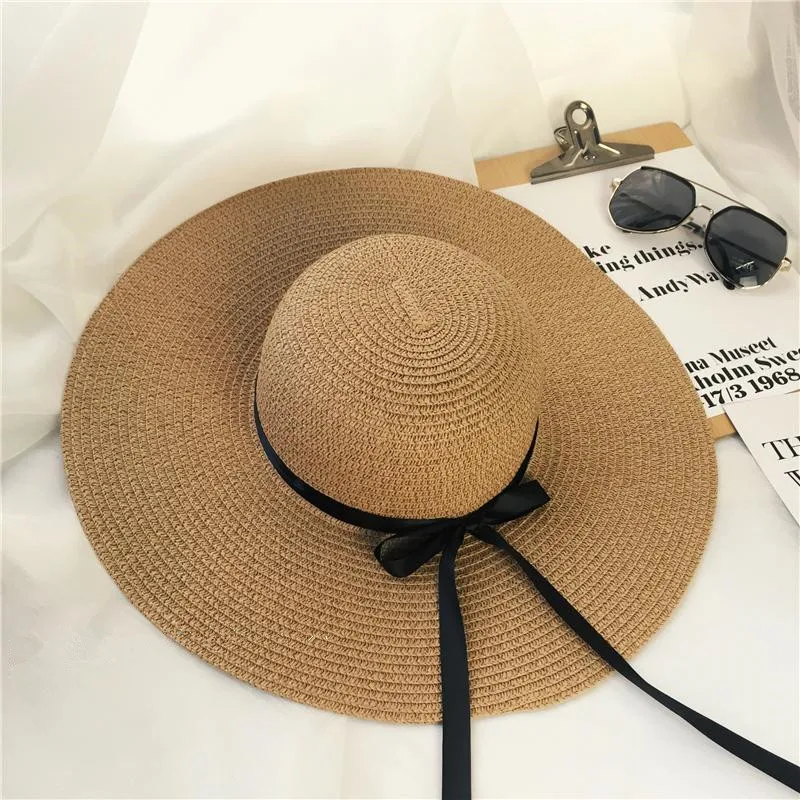 Hot Sale Round  Raffia Wide Brim Straw Hats Summer Sun Hats for Women