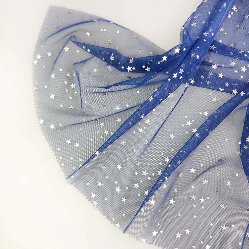 Блестящая сетчатая ткань для горячего тиснения с изображением звезд