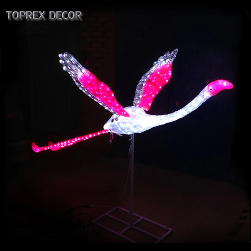 Festival Garden decorations animal sculpturepink flamingo bird figure flamingo led light
