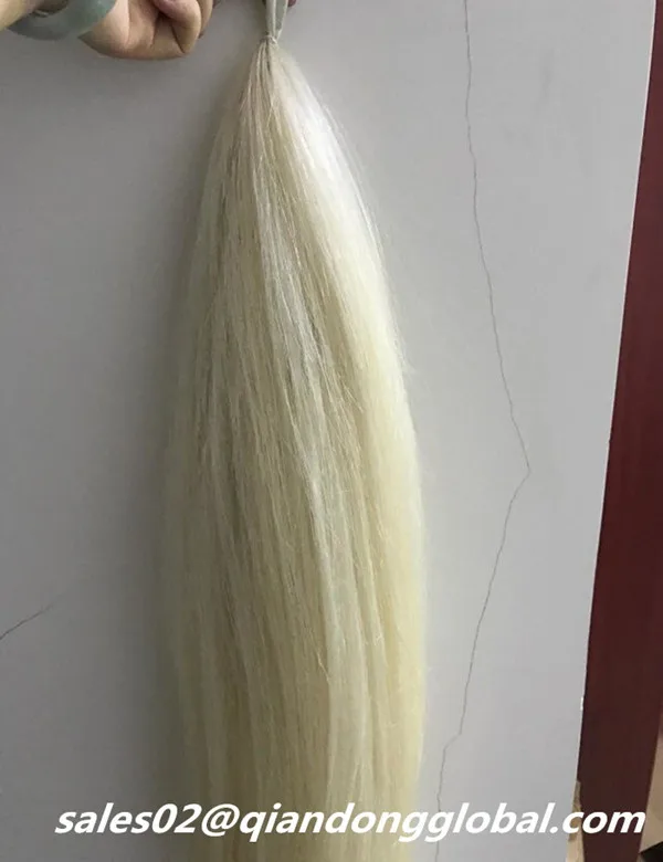 
Factory Price Double Thickness 95cm Pure White False Horse Tail Hair 