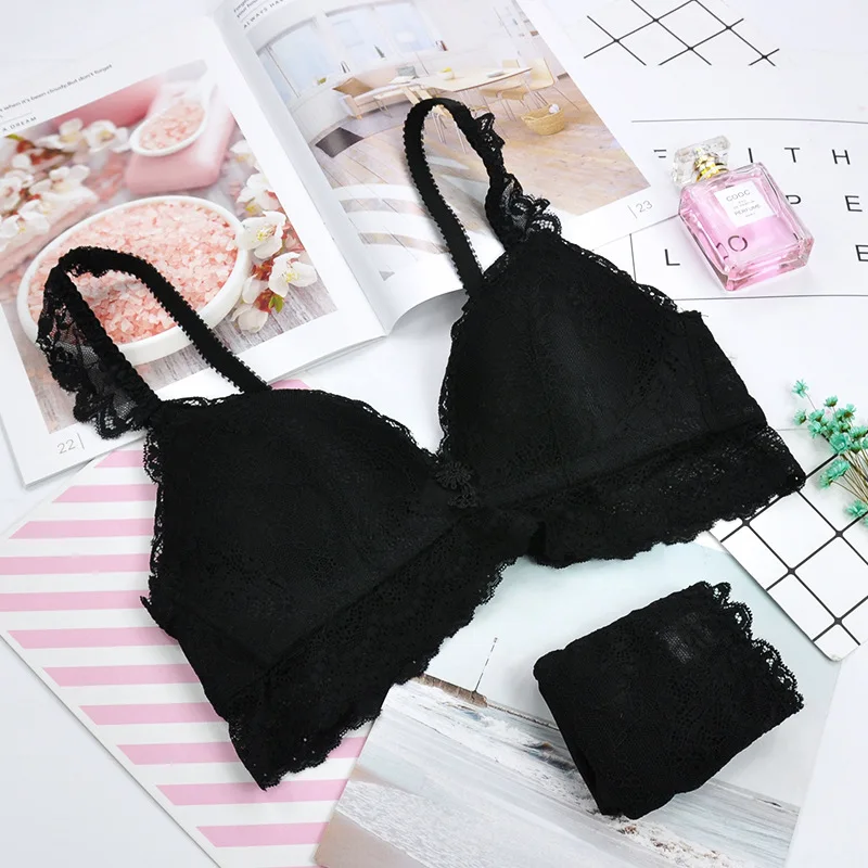 
Wholesale Hot Sexy Girls Push Up Small Bra Wire Free Bra Brief Sets 