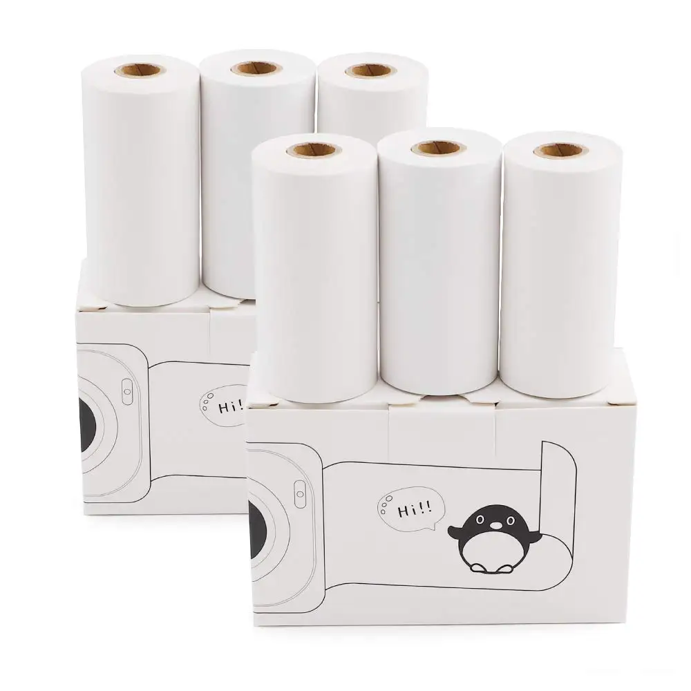 Glossy Printable Sticker Paper White Direct Thermal Paper Self-Adhesive 57 x 30mm for Portable Pocket Mobile Printer