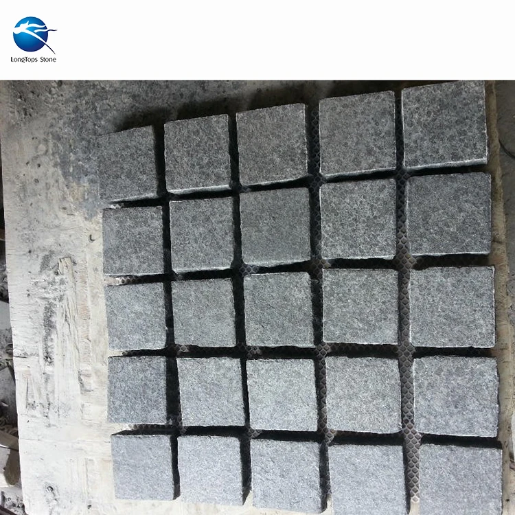 G684 black basalt mesh back paving stone