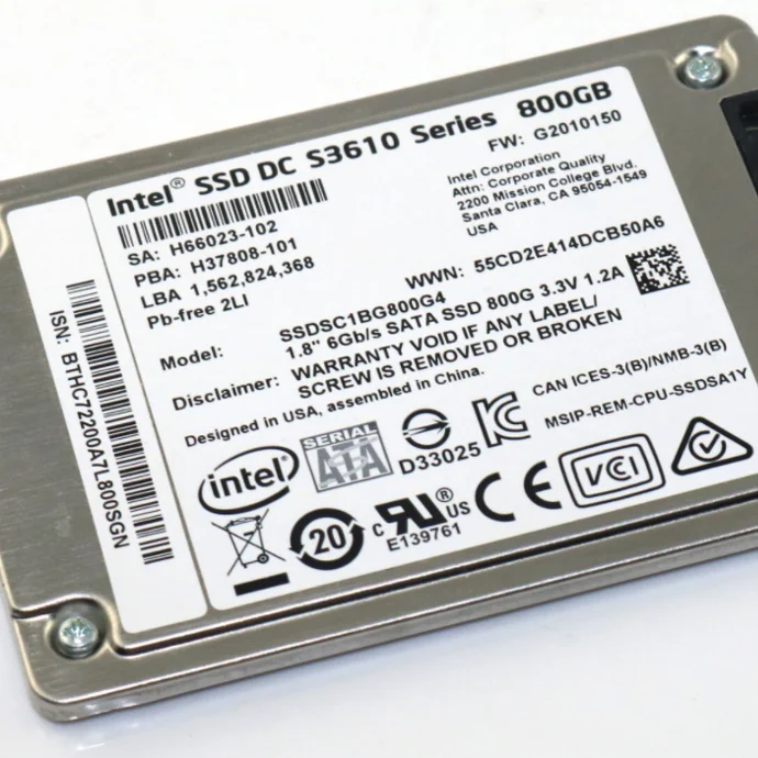 SSDSC1BG800G4 для Intel 800 ГБ/1. Щипцов 8д/SATA/6Gbs/20нм/док/S S3610 SSD