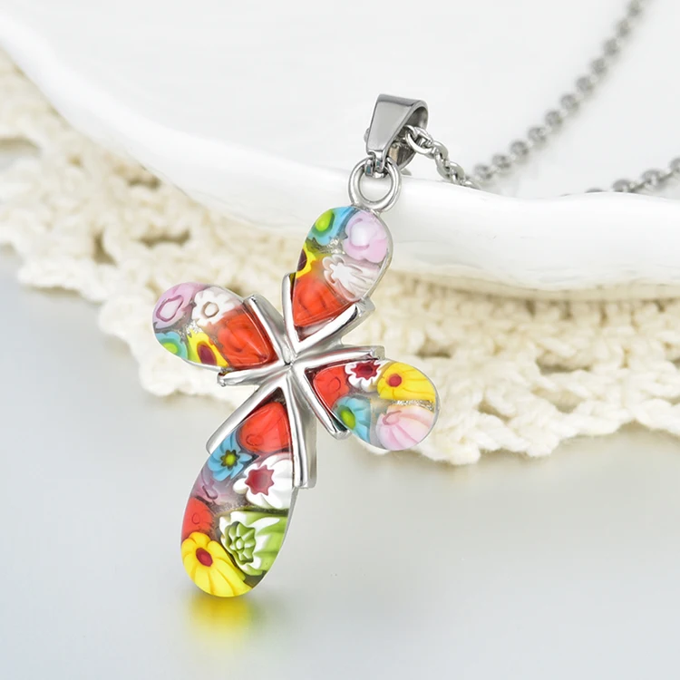 Y&R JEWELRY religious cross necklace cute custom murano glass necklace