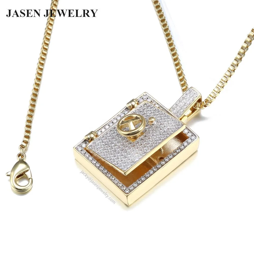 
Fashion jewelry pendants openable aaa cz rectangular necklaces pendant 