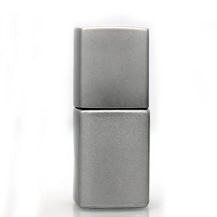 Elegant Matte Silver Square 12ml Gel Nail Polish Glass Bottle With Cap And Brush