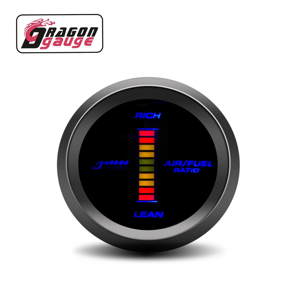 DRAGON GAUGE 2 inch 52mm 20:1~10:1 Narrowband Air Fuel Ratio Gauge AFR Digital Auto Meter For Car Racing 12V (6118)