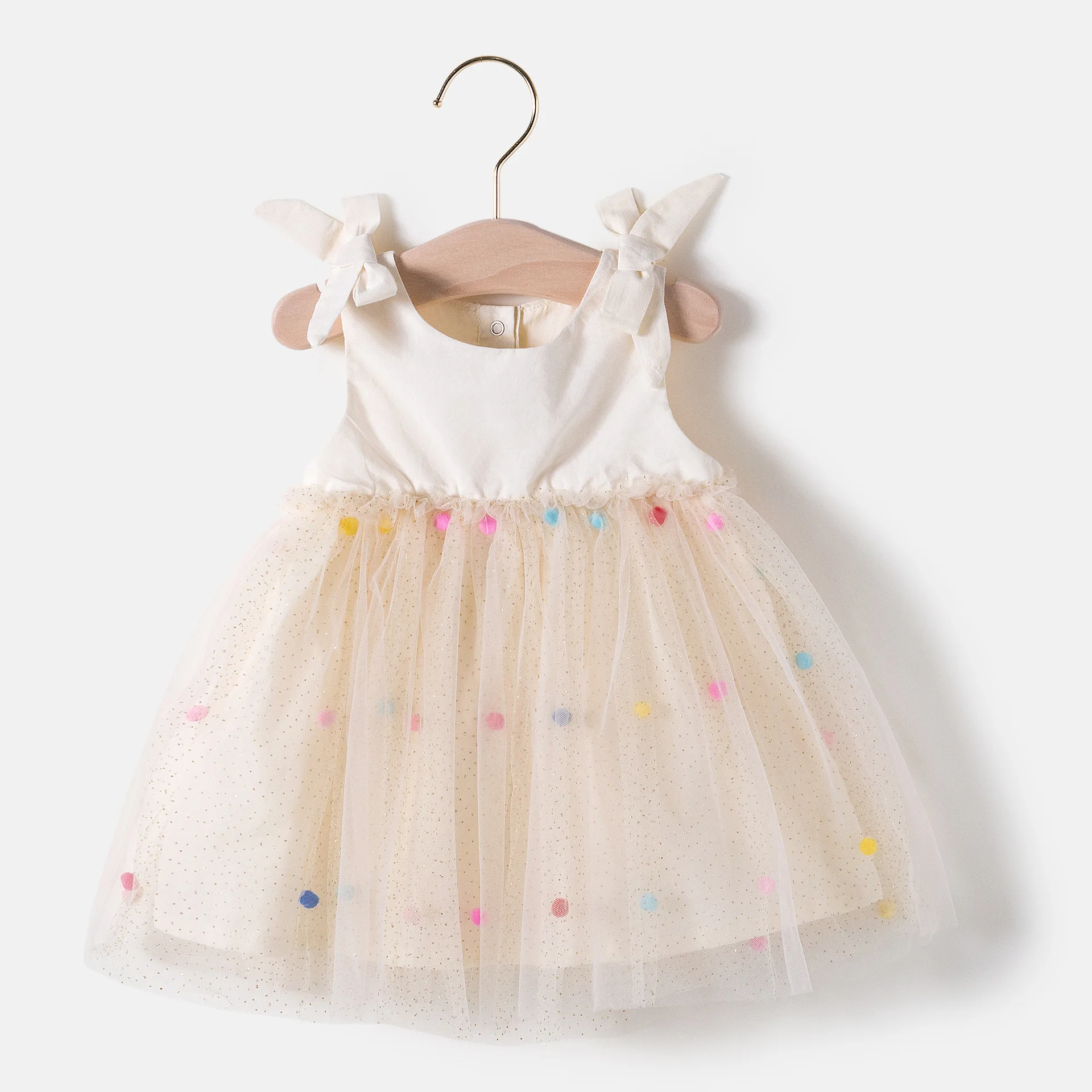 
Girls Dress with Colored Pom Pom Lace Princess Baby Skirt 