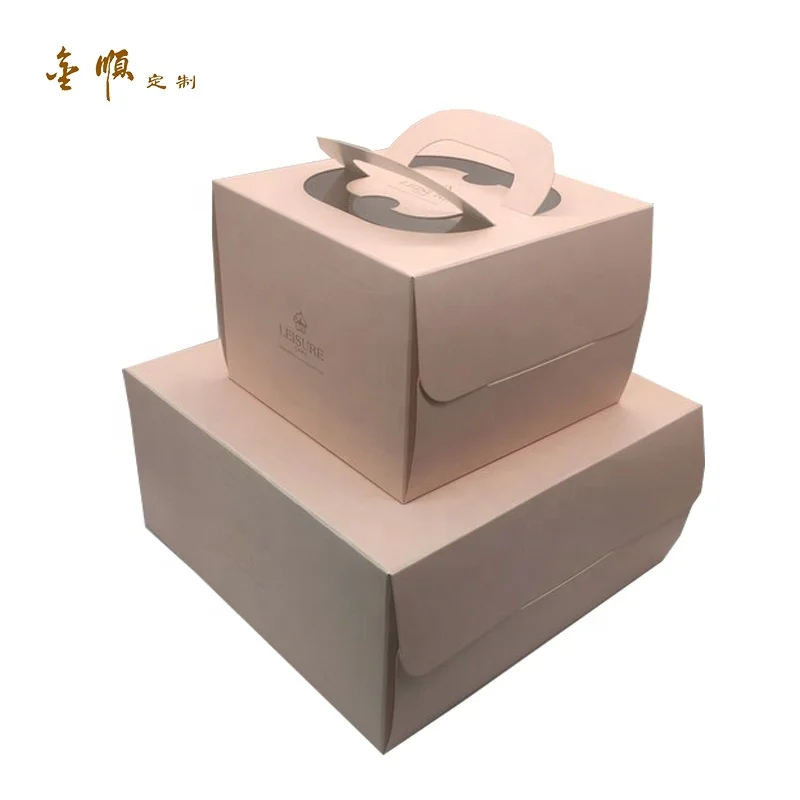 Supplier Food Grade Paper Material Birthday Cake Packaging Box window cake box Designed Package With Handle for Celebration