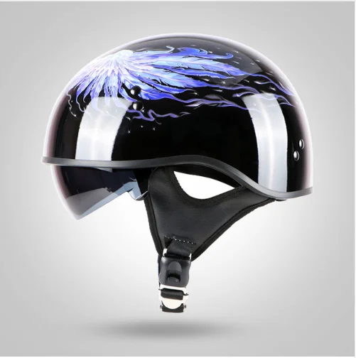 NEW vintage Jet motorcycle classic Harley helmet retro scooter half helmet with Builtin visor lens moto casco DOT Chopper bikes