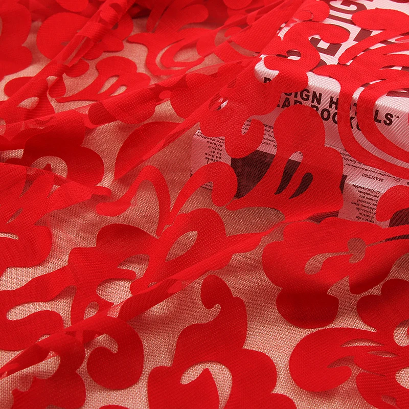 
Chinese suppliers sell cheap red fancy soft transparent burnt fabric for dress 