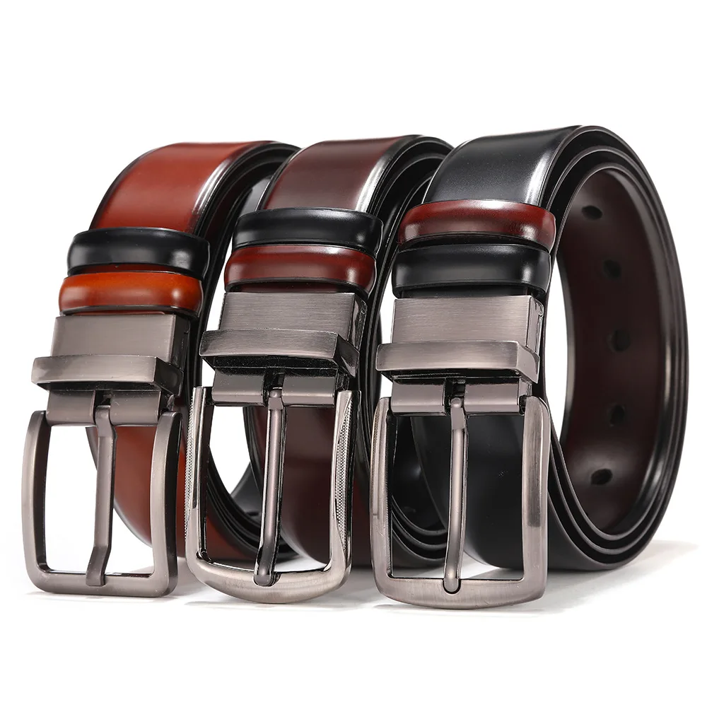 Заводской новый стиль мужской кожаный ремень с реверсивной пряжкой