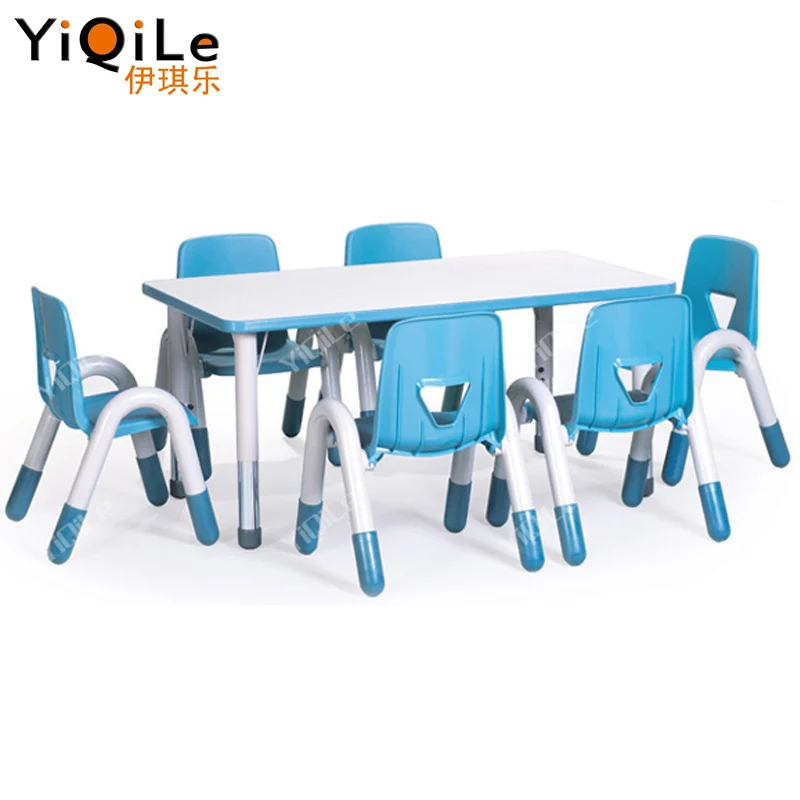 Material safe and easy to clean kids classroom table and chair nursery furniture wooden daycare table and chairs
