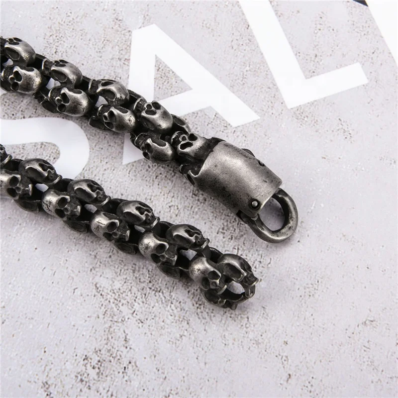 Sini Jewelry 2019 new style men stainless steel skull beads handmade macrame china  bracelet luxury jewelry