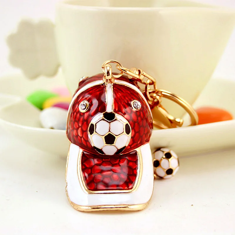 Amazon hot sale 3D Full Crystal Hat Baseball Cap Keychain  ring for Men Rhinestone Car Keyring Charm Bag