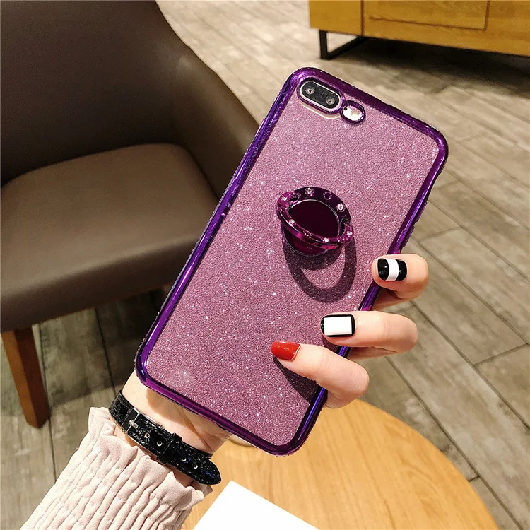 
Diamond phone case with finger ring holder bling glitter korean phone cases high fashion 