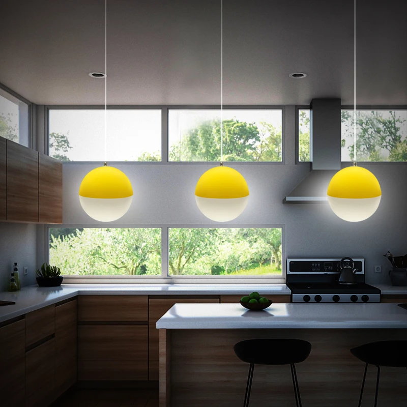 Creative PE plastic OEM different half color ball lamp led hanging ball pendant