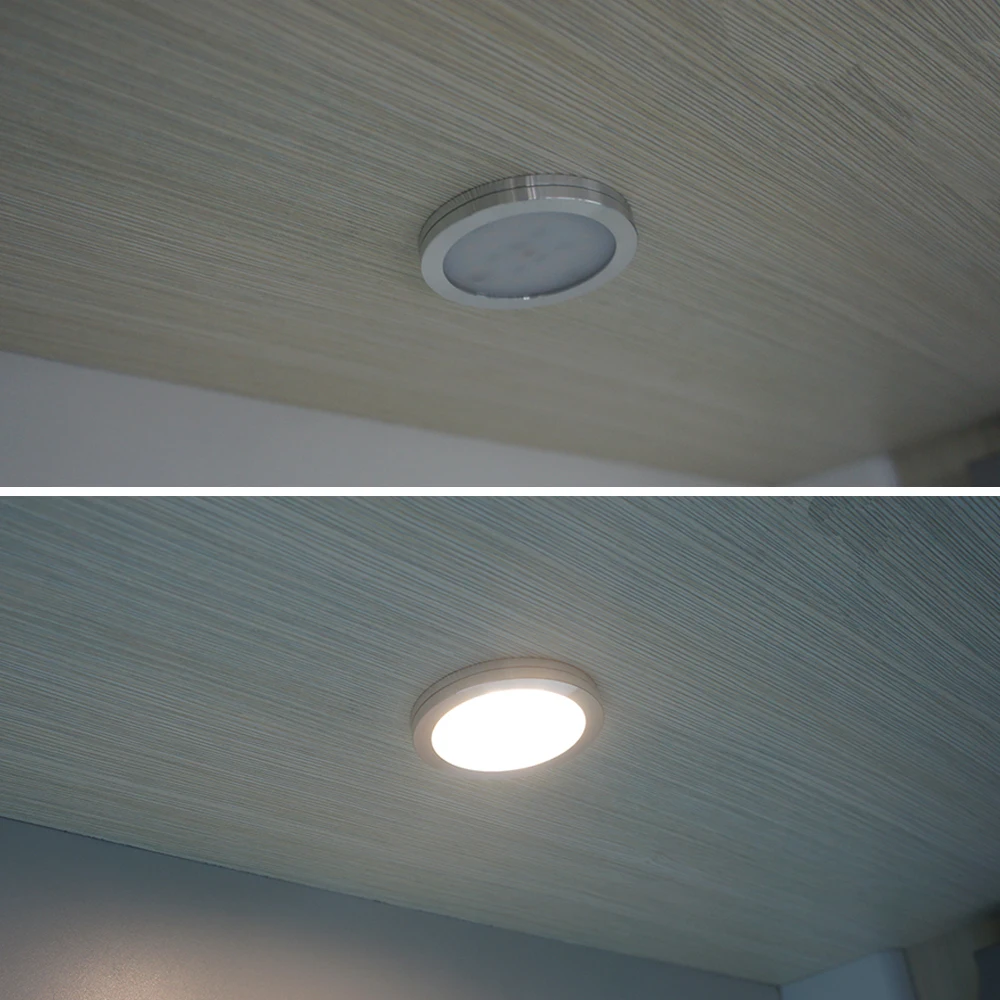 12V DC Surface mounted dimmable/touch switch led mini puck lights for showcase