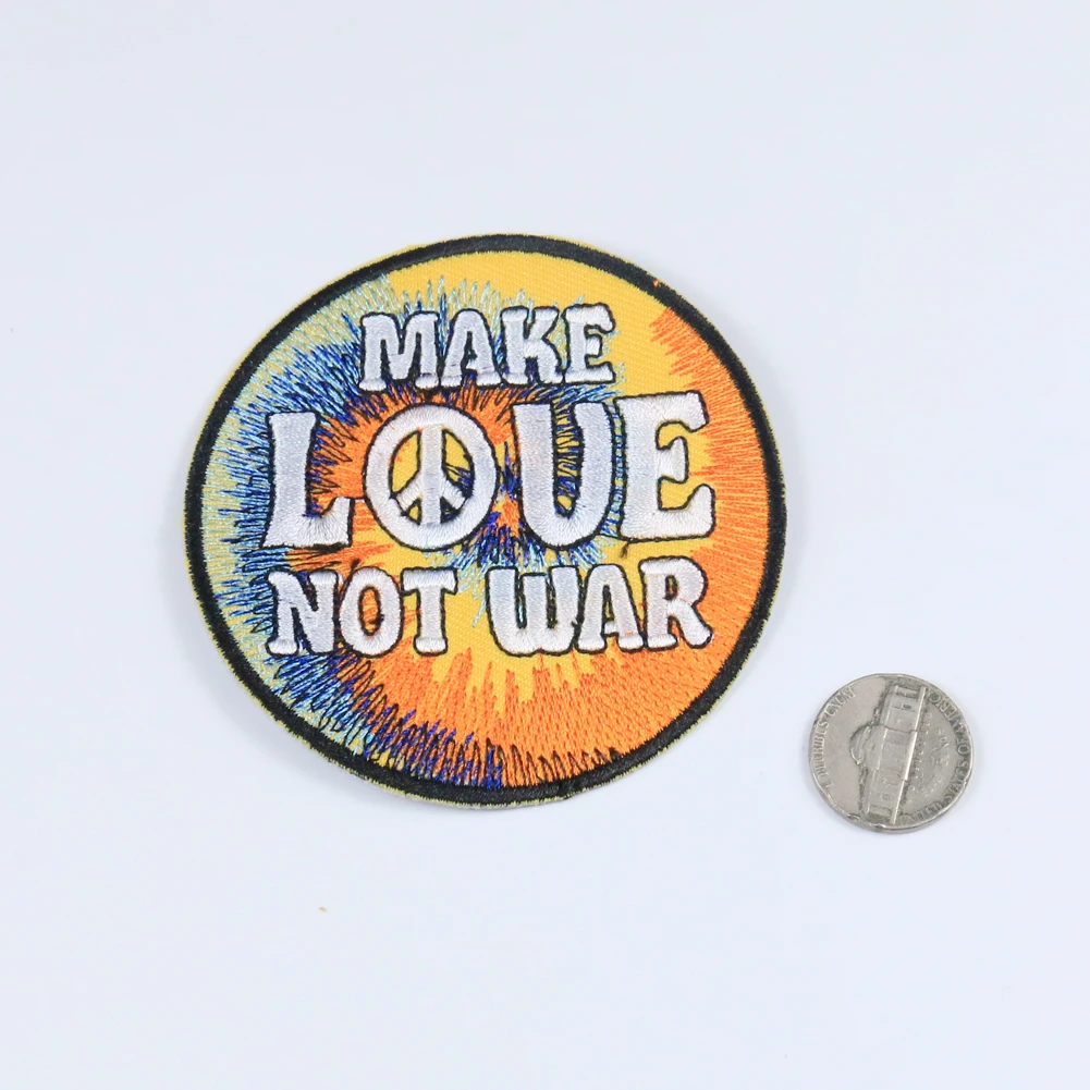 
Sewing Supplies Make Love Not War Letter Peace Sign Iron on Applique Sewing Fabric Patchwork DIY Embroidered Embellishments 
