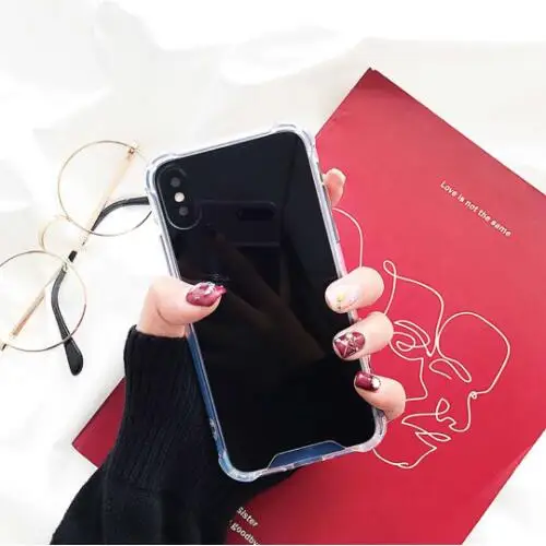 Custom Mirror Anti Shock TPU Phone Case Full Protective Back Cover Mirror Case for iPhone XR XS Max XS X 8 7 6 Plus