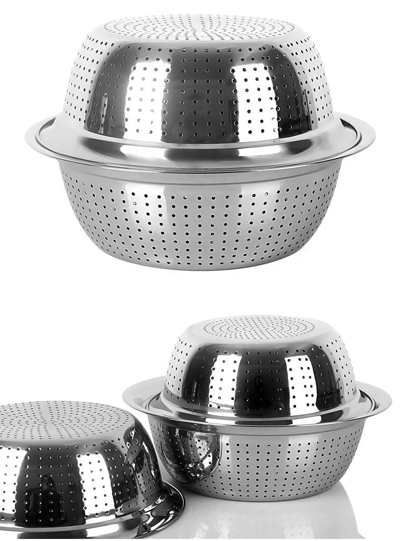 Dishwasher-Safe Kitchen Stainless Steel Micro-Perforated Strainer Vegetable Basket Fruit Colander/Bowl